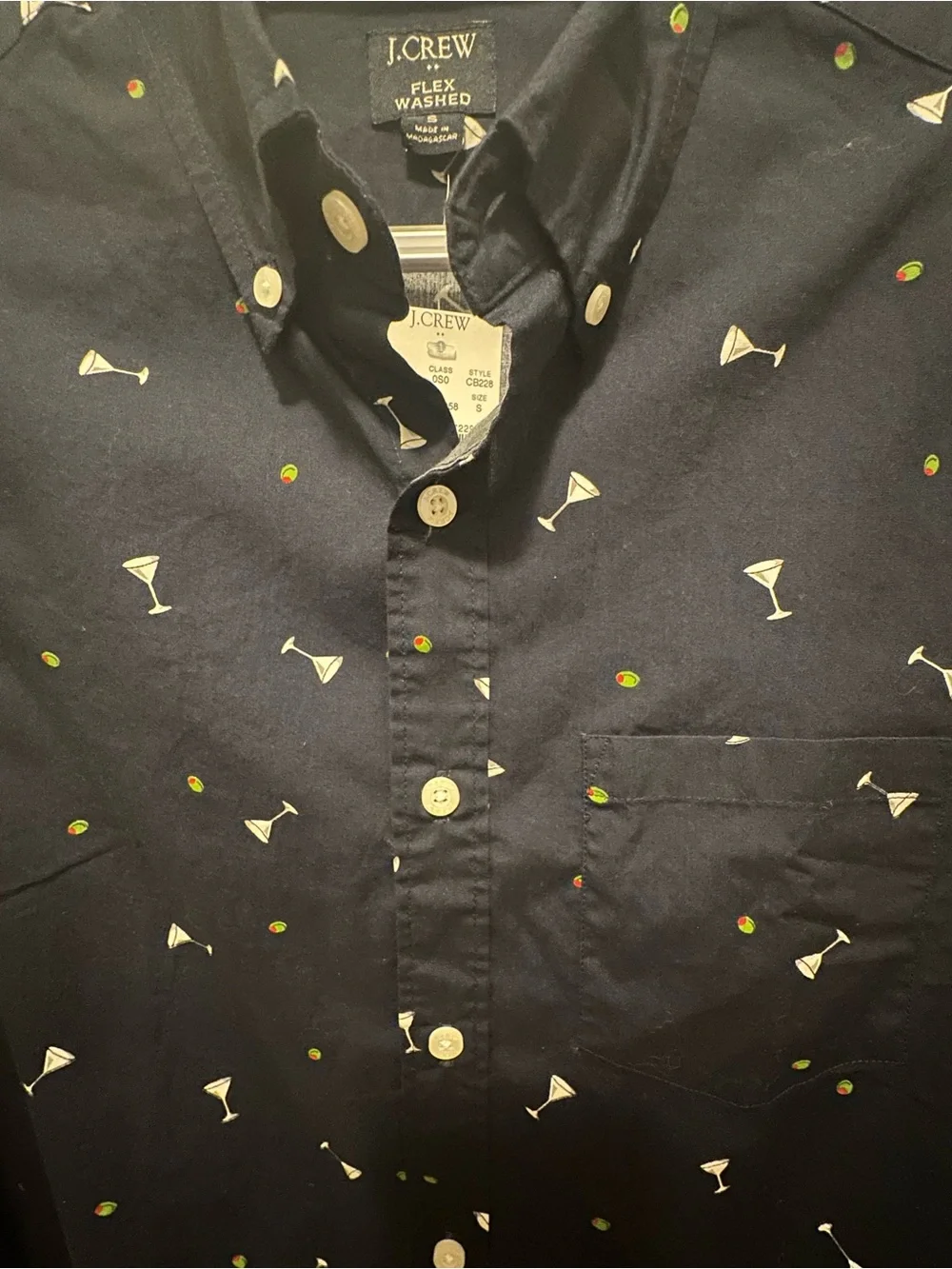J. Crew Navy Martini Glass Print Button-Down Shirt